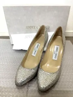 JIMMY CHOO シルバー グリッターパンプス