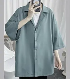 半袖シャツ メンズ シャツ 五分袖シャツ ワイシャツ 韓国 ビッグシルエット