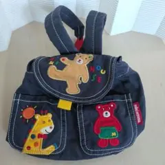 【MIKI HOUSE】ミキハウス 動物柄リュック ネイビー レトロ