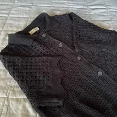 サマンサモスモス　透かし編み　カーディガン　ニット　ブラック