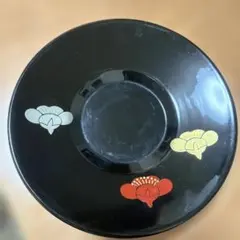 漆器 茶托 4枚セット 花柄 黒塗り