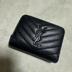 ✨極美品✨サンローラン 折り財布 ラウンドファスナー キャビアスキン Vステッチ