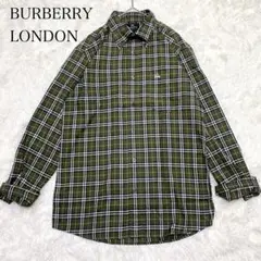 バーバリー 長袖シャツ カジュアルシャツ ノバチェック ホースロゴ グリーン