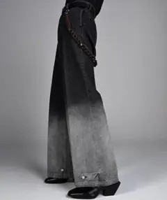 【美品】ADRER グラデーション ワイド フレアデニム Sサイズ