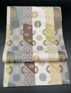 高級 正絹 袋帯 礼装 フォーマル 洒落帯　浮線綾文　華文　縞　全通　403