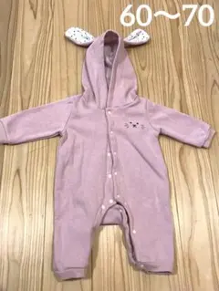 うさぎ 耳付き ピンク ロンパース 60 70 アウター ふわふわ