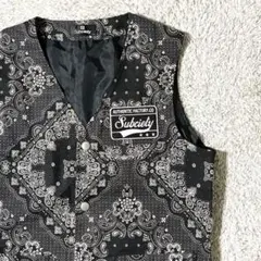 Subciety バンダナ柄 ベスト S ペイズリー 総柄 ブラック Y2Kのサムネイル
