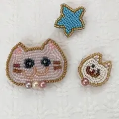 ビーズブローチ 3点セット⭐︎ ビーズ刺繍 アクセサリー