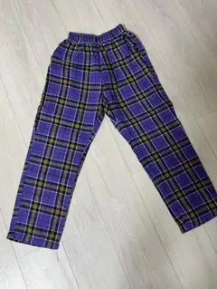 美品　紫　チェックパンツ　140 キッズ　ダンス