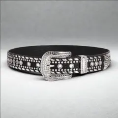 ブリンブリンベルト スタッズライン ベルト 黒 ギラギラ ウエスタン y2k
