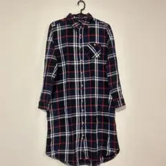 NEO森ガール フェアリーグランジ レディース チェックシャツ ロング 紺