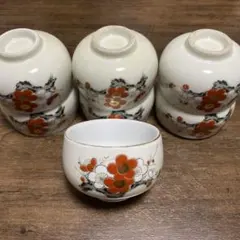 昭和レトロ　花柄の陶器製湯飲み7個セット