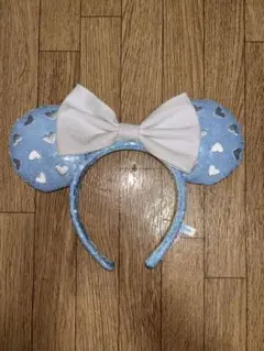 水色ハート柄リボンカチューシャ ディズニー