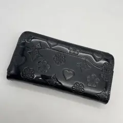 Kstarplus エナメル長財布 ブラック 型押し ラウンドファスナー 収納多のサムネイル