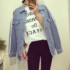 即日発送！2017★レディース デニム ジャケット Gジャン ライン入り◯