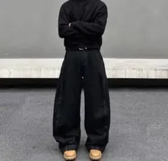 極太】バギー デニム パンツ L ワイド ジーンズ ストリート Y2K 韓国