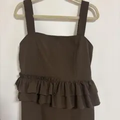 ロングワンピース スカート ワンピ キャミソールワンピース キャミワンピ 茶色