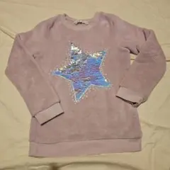 H&M 紫 スパンコール 星型 フリース　トレーナー 122/128