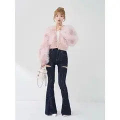 ✨★✨。ダーリッチ ドロップビジューフレアデニムパンツ Mサイズ