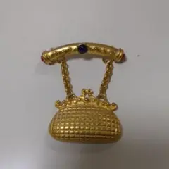 金色 ハンドバッグ型ブローチ