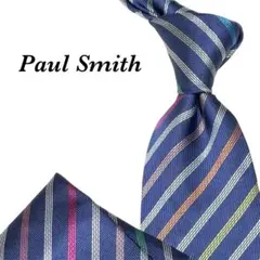 ポールスミス ネクタイ ストライプ マルチカラー ネイビー シルク レジメンタル