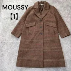 マウジー チェックチェスターコート ロング レトロ ゆったり オーバーサイズ