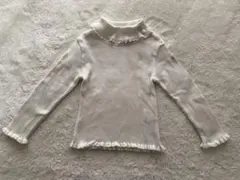 BeBe べべ　リブタートルネックトップス ホワイト 100cm