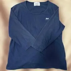 ネイビー 長袖カットソー ロゴ刺繍