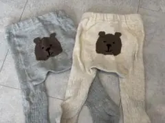 GAP 0-12m くまケツ タイツ グレー アイボリー