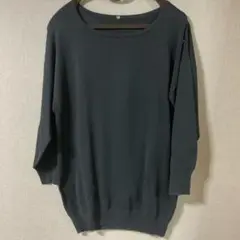 オフショルダー黒ニット長袖　Lサイズ 薄手ニット　379
