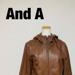 And A アンドエー 本革 ラムレザー フーディー ジャケット 42 茶