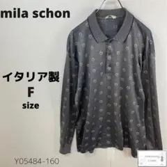 訳あり mila schon ミラショーン ポロシャツ カットソー 長袖 総柄