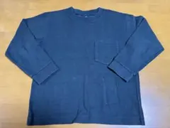 ユニクロ 130 長袖カットソー ダークグリーン コットンクルーネックＴシャツ