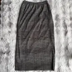 婦人服ロングスカート ダークグリーンボーダー柄のサムネイル
