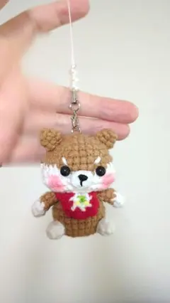 あみぐるみ　柴犬　キーホルダー　ハンドメイド