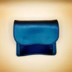 ハンドメイド（手縫い） 姫路レザー ブラックヌメ革 ミニ財布 ＂トングー＂