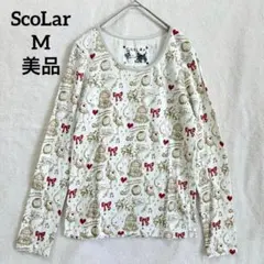 希少◆美品◆スカラー ◆総柄 長袖 ハート うさぎ リボン 白 派手 Mのサムネイル