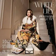 岩田専太郎 黒地 正絹 手描き友禅 落款 成人式 振袖フルセット ブラック