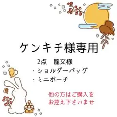 専用出品　ハンドメイド　①ショルダーバッグ　②ミニポーチ　龍文様帆布　生成り