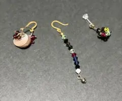 ◻️多色ビーズとシェルピアス◻️3点セット⭕️金アレ対応・樹脂パーツ付替済み⭕️のサムネイル
