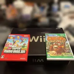 最終割引　Wii 本体 黒 リモコン・センサー付き　ジャンク　おまけ付き