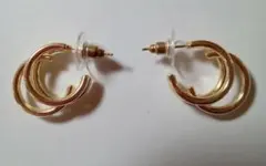 ゴールド 3連フープピアス 約3cm（新品）