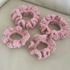 【ハンドメイド】プリンセスモール シュシュ 4個セット 親子ペアコーデ ピンク