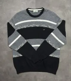 Crocodile クロコダイル ボーダー柄 ウールニットセーター XLサイズ