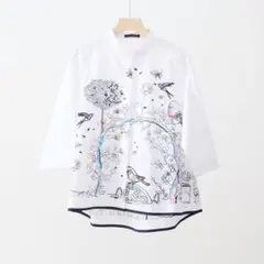 TRUBE 新品 スタンドカラー 刺繍 デザイン シャツ ブラウス おしゃれ