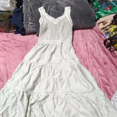 ノースリーブ ロングワンピース ライトグレーBob