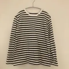 agnis b. 白黒ストライプ 長袖Tシャツ