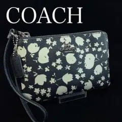 4064 コーチ ポーチ リストレット 花モチーフ ロゴ小物入れ コスメポーチ
