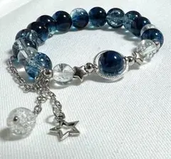シルバー×ダークネイビー　星　ブレスレット