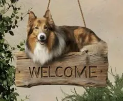 木製ウェルカムボード　シェットランドシープドッグ